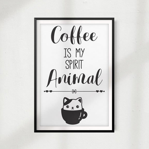 Designs ByLITA Coffee Is My Spirit Animal 8" x 10"UNFRAMED Print Home Décor, Pet Lover Gift, Quote Wall Art