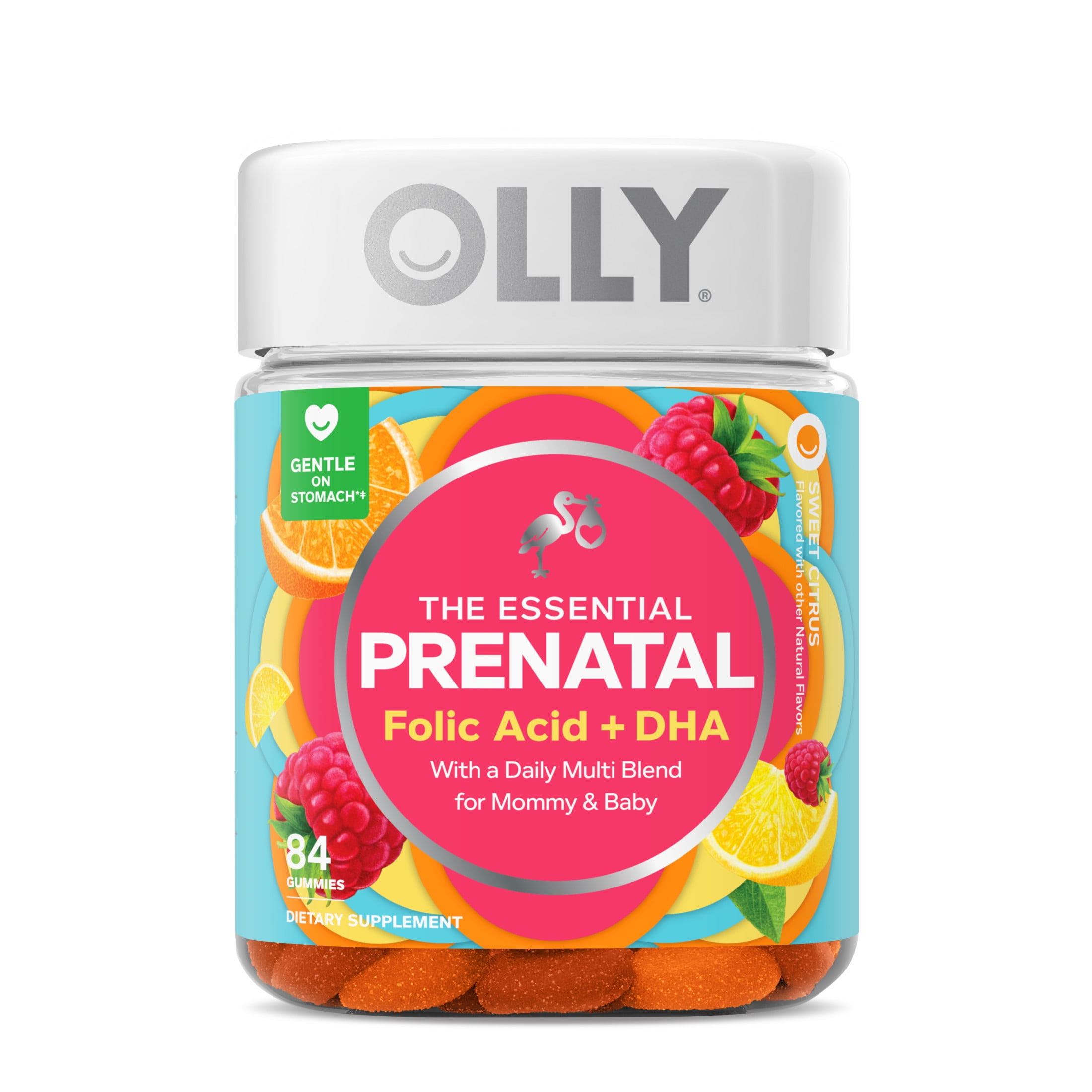 (3 pack) OLLY Prenatal Multivitamin Gummy Supplement, Folic Acid, Omega 3 DHA, 84 Count