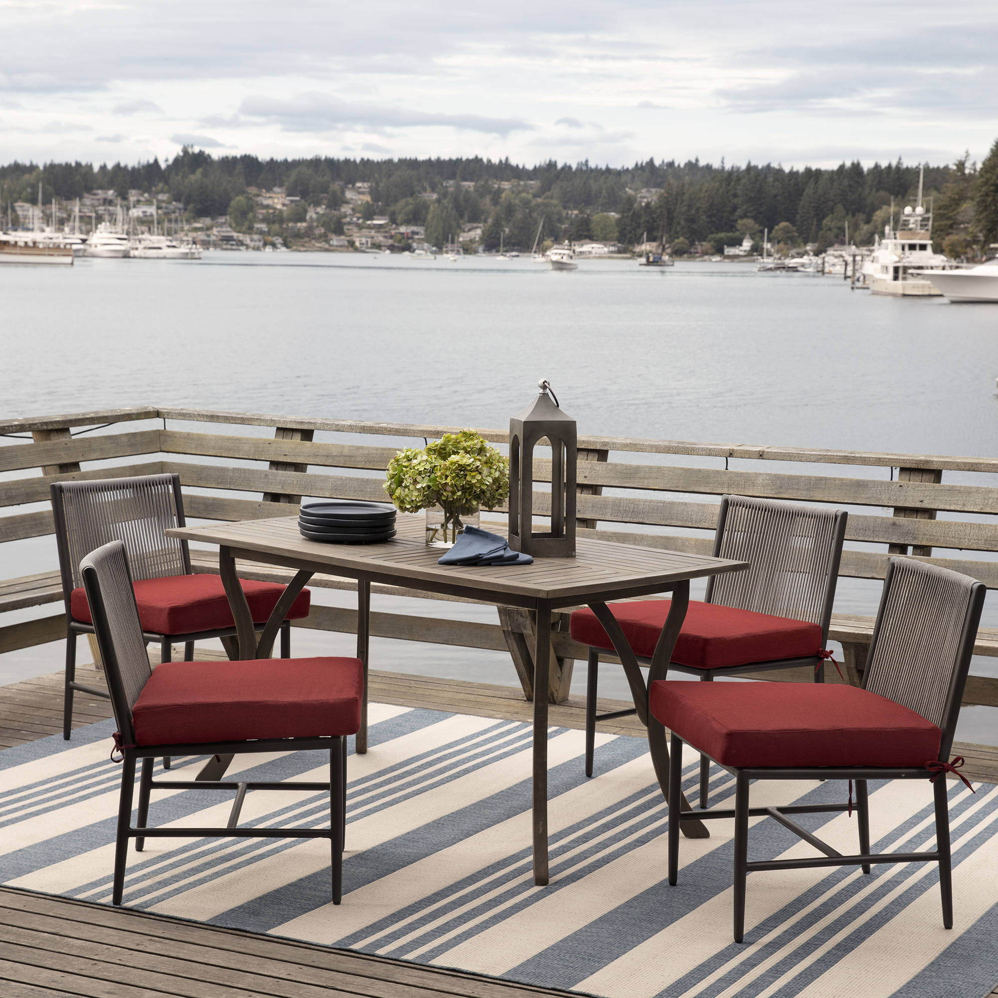 ARDEN Oceantex Outdoor Seat Cushion 21 x 21, Nautical Red