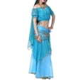 thumbnail image 5 of BellyLady Belly Dance Hip Scarf 158 Gold Coins Dance Skirt-Lake Blue, 5 of 6