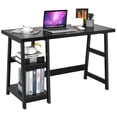 thumbnail image 1 of Costway Trestle Computer Desk Indoor Office Workstation w/Removable Shelf Black, 1 of 10