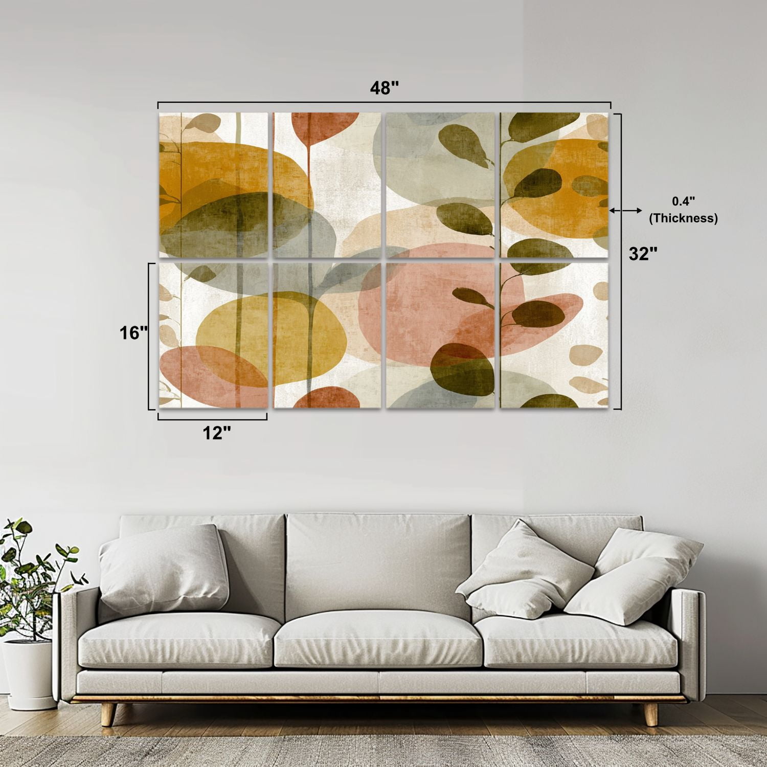 8 Pack Art Acoustic Panels Sound Absorbing Abstract Shapes Organic Leaves Decorative Soundproof Wall Panels Self Adhesive for Nursery Game Room Bedroom 48"x32"