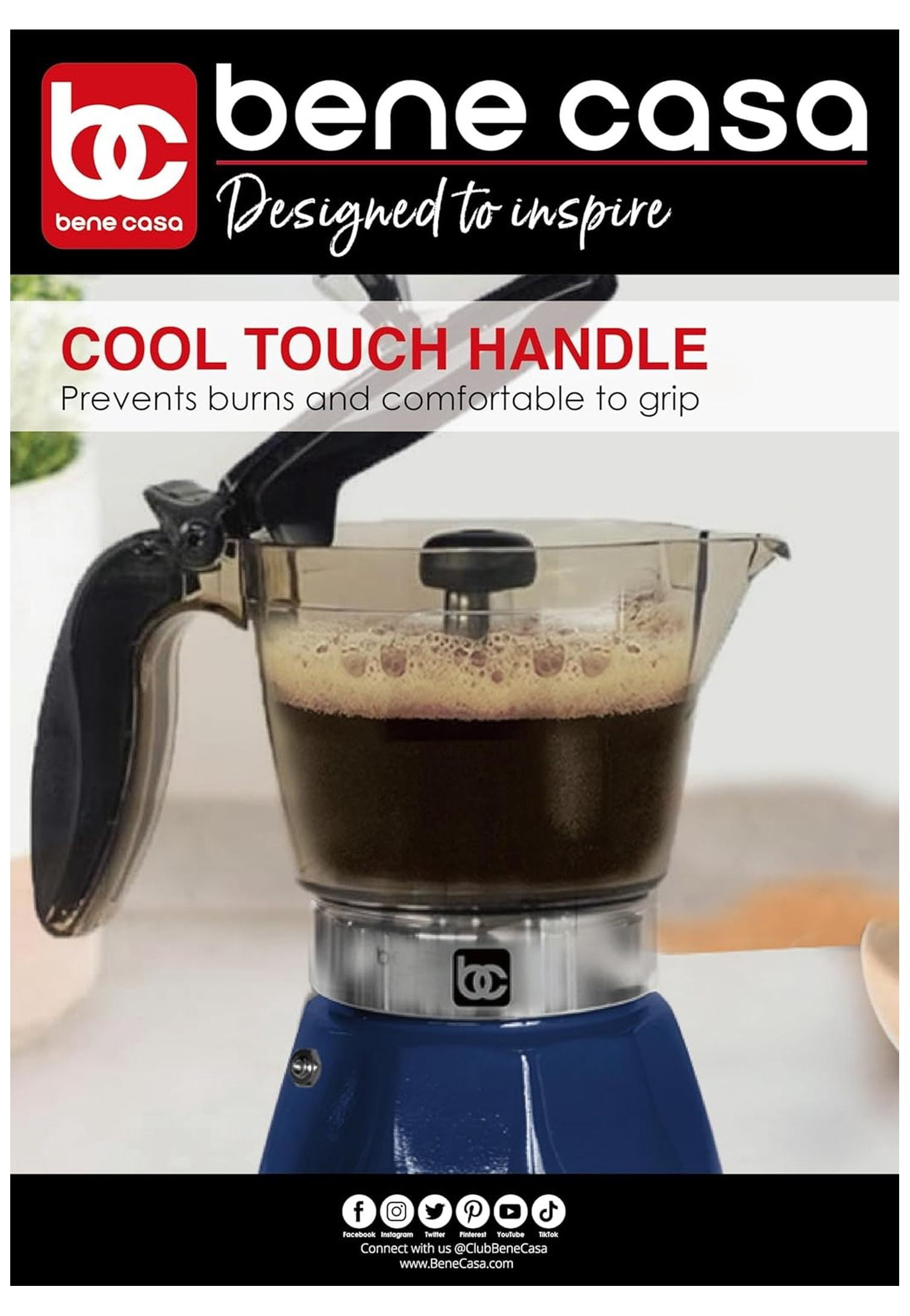 Portable Espresso Maker, Electric Coffee Machine for 1-3 Cups - BLUE - Cafetera for Home, Travel, Camping, RV - Fast Brewing, Automatic Shut-Off