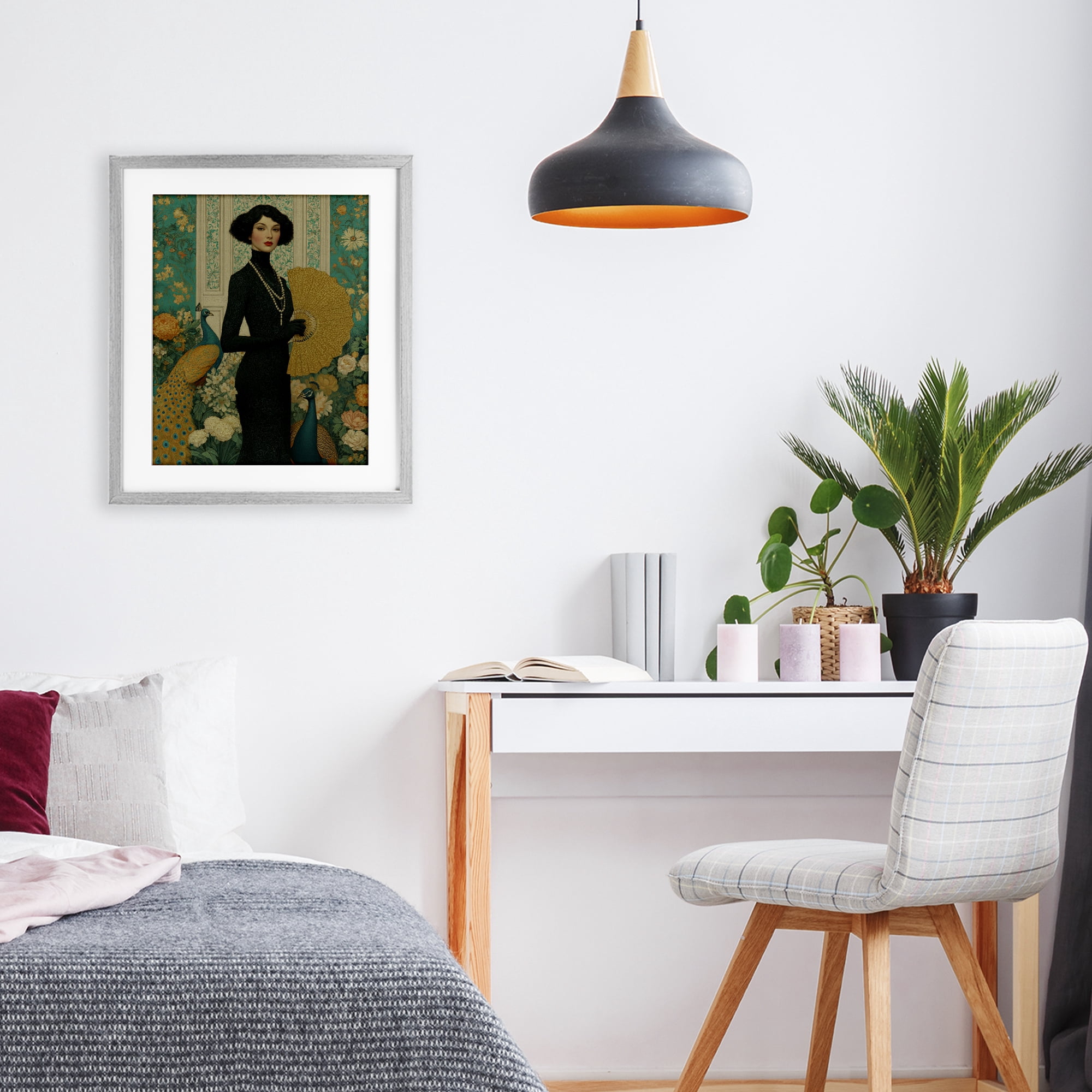 Stupell Industries Floral Velvet Reign Gray Framed Print Under Glass, design by A Barefoot Stylist