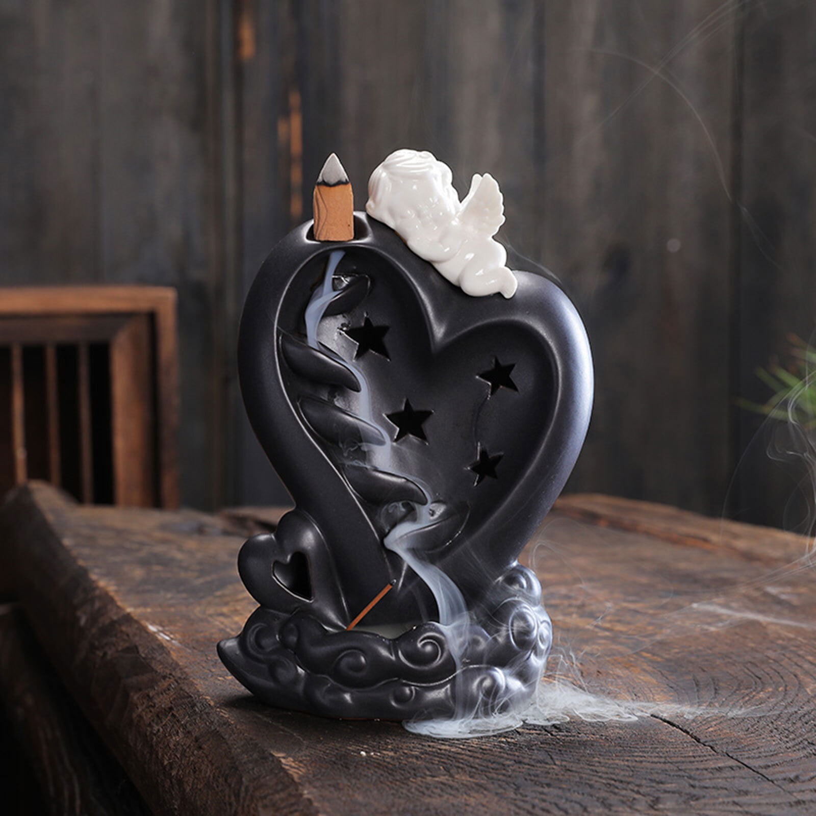 Modern Ceramic Backflow Incense Holder Countertop Angel Backflow Incense Holder for Living Room, Bedroom