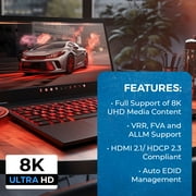 OREI 2 in 1 out 8K HDMI Switch with Audio Extraction, EDID management, HDR10& Dolby Vision (BK-21)