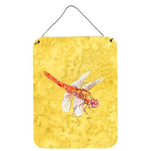 Carolines Treasures 8866DS1216 Dragonfly on Yellow Wall or Door Hanging Prints 12x16 multicolor