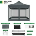thumbnail image 6 of HOTEEL 10x10 Heavy Duty Canopy Tent, Pop up Canopies with Netting Screened ,Waterproof Ez up Canopy with Sidewalls, Outdoor Instant Party Tent for Backyard,Gray, 6 of 9