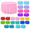 Colorful Round-24pcs, variant on 24 Pack Mix Color Plastic Tablecloth Disposable Rainbow Colorful Rectangle Table Covers For Party Birthday Wedding Fiesta Home Dec