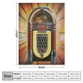 thumbnail image 4 of ONETECH  Jukebox Throw Blanket, Retro Vintage 50s Pin up Inspired Striped Backdrop Old Music Box, Flannel Accent Piece Soft Couch Cover for Adults,Petrol Blue Beige, 4 of 6