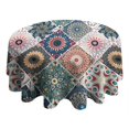thumbnail image 4 of Round Waterproof Tablecloth 60×60 Inch, Boho Style Reusable Indoor/Outdoor Durable Table Cover for Party Kitchen Dinner Room Decor, 4 of 6