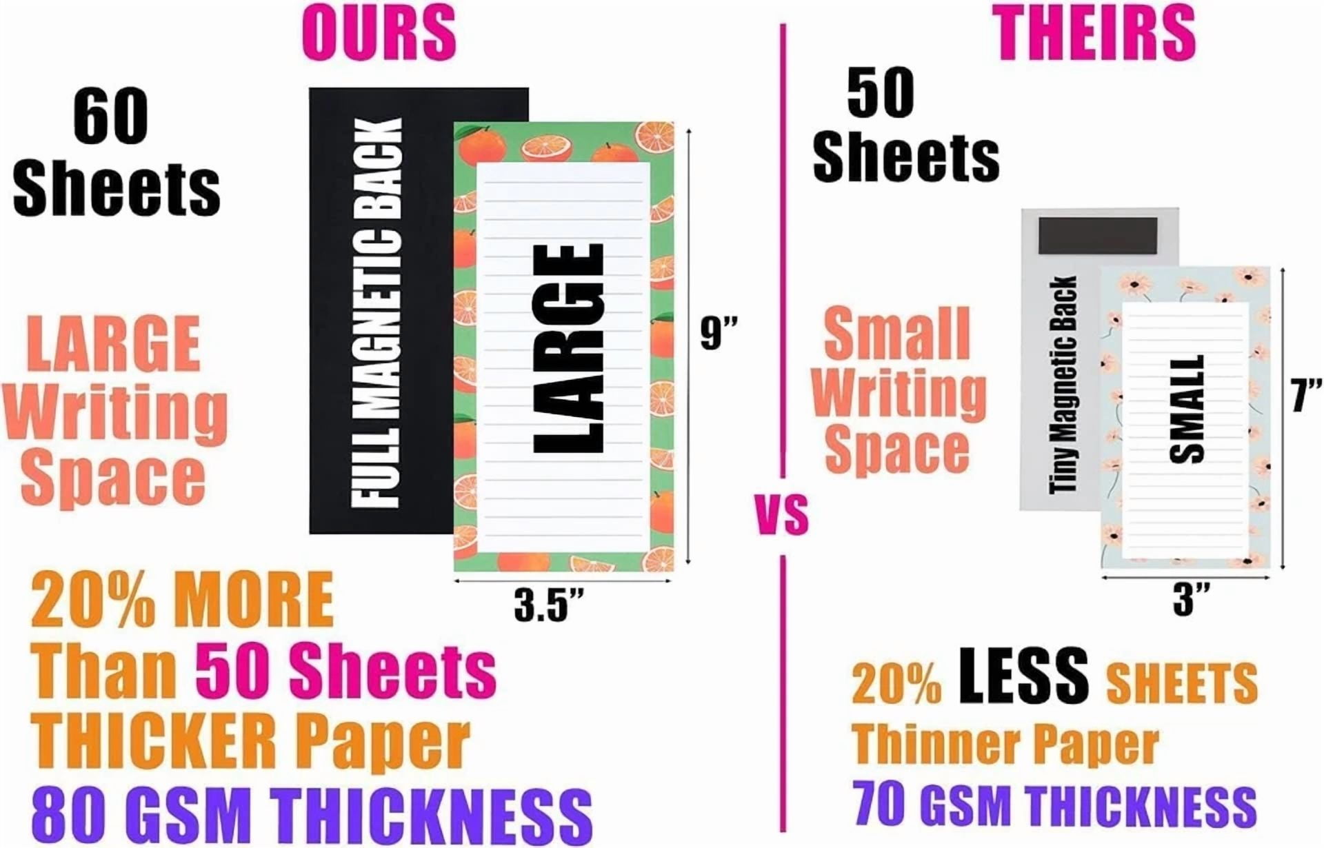 CRESTIN- 4 Large Magnetic Notepads – Shopping List, To-Do Large 4 Pack -Style 2