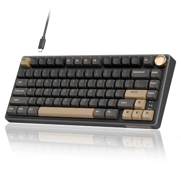 RK ROYAL KLUDGE R75 Wired Gaming Keyboard with Volume Knob, 75% Mechanical Gaming Keyboard Custom Gasket Mount with MDA Profile PBT Keycaps, QMK/VIA,
