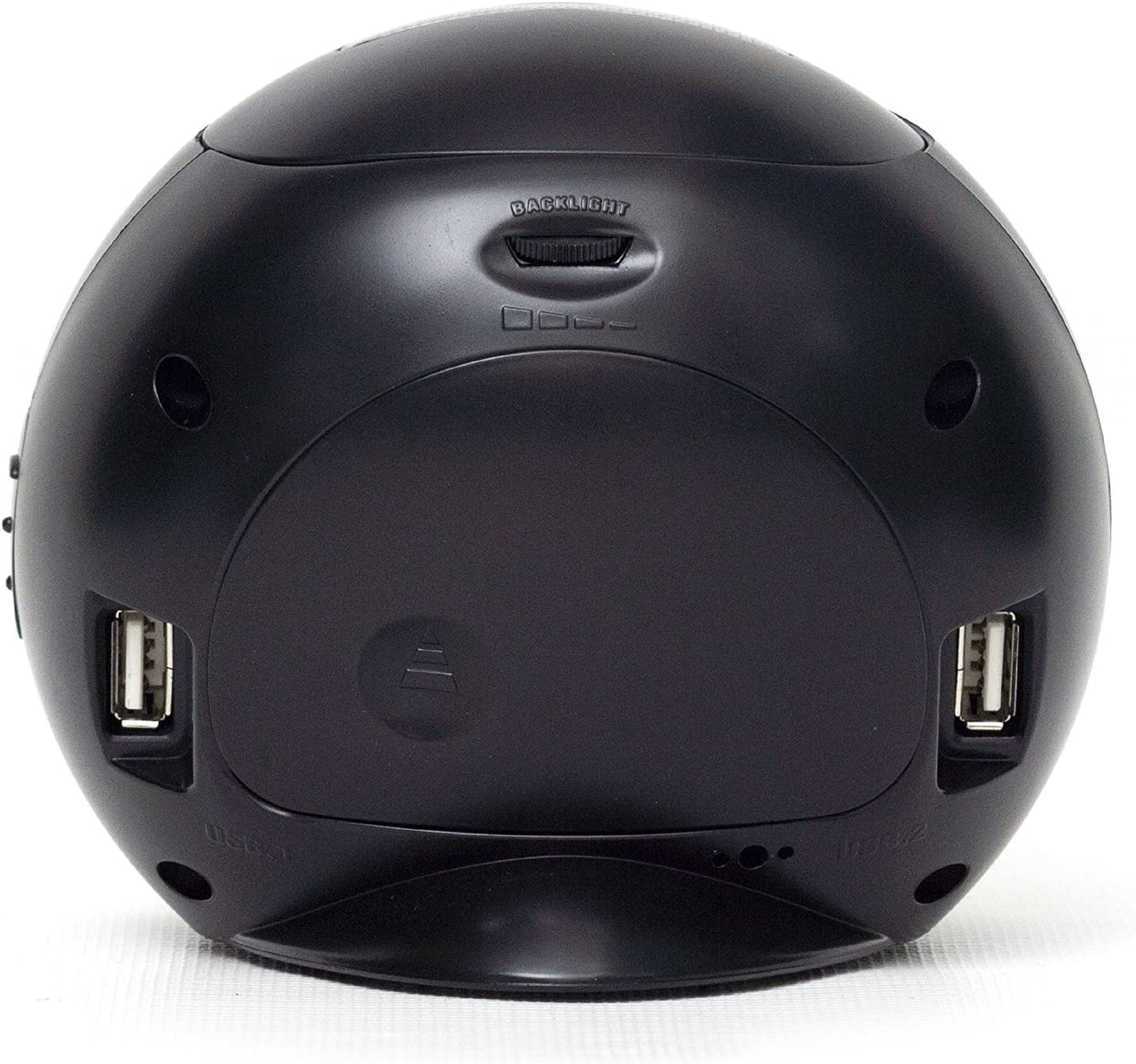 Crosley USB Ball Quiet Analog QA Alarm Clock with Analog Display and Charging Port - Black
