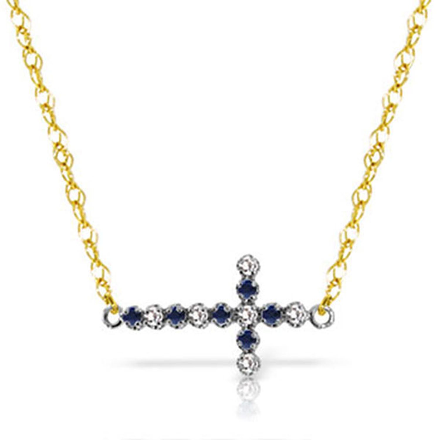 Galaxy Gold 14K Solid Gold Natural Diamond Cross Necklace for Women - Yellow Gold Fine Jewelry