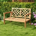 thumbnail image 5 of Costway 2-Person Outdoor Garden Bench with Comfy Armrests and Backrest Teak Wood, 5 of 10