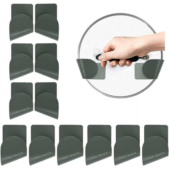 6 Pairs of Wall Mount Pot Lid Organizer, Adjustable Cabinet Door Pan Lid Organizer, Pot Lid Holder Hangers for Kitchen Wall Mount (Green)