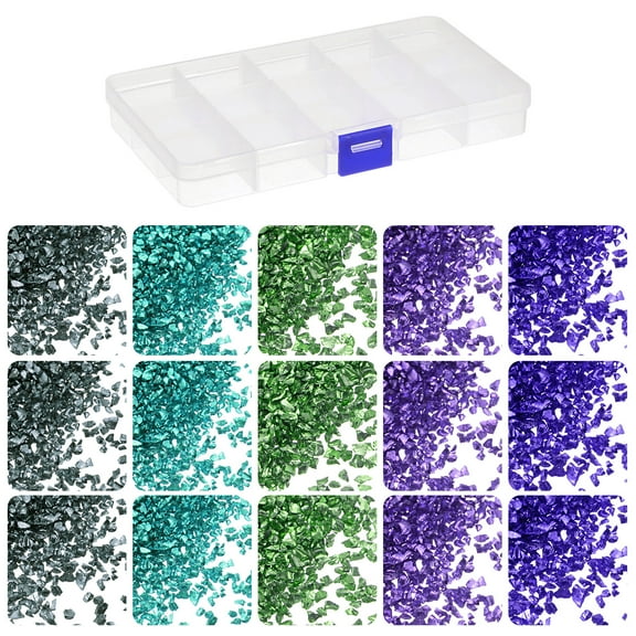 300g Crushed Glass Chips 5 Colors 1-3mm, Green Color Series