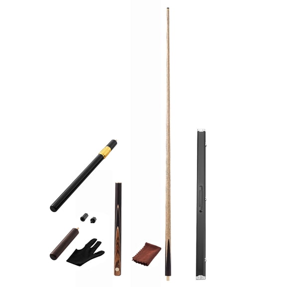 KFFKFF Jointed Snooker Cue Pool Stick, Waxwood Walnut, 57‑Inch, White