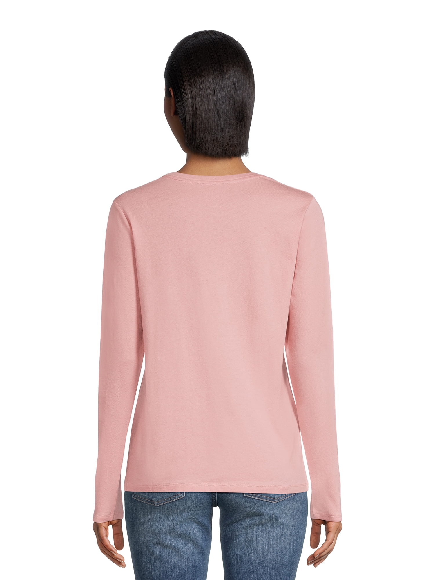 Time and Tru Women's Core Tee with Long Sleeves, Sizes S-3XL