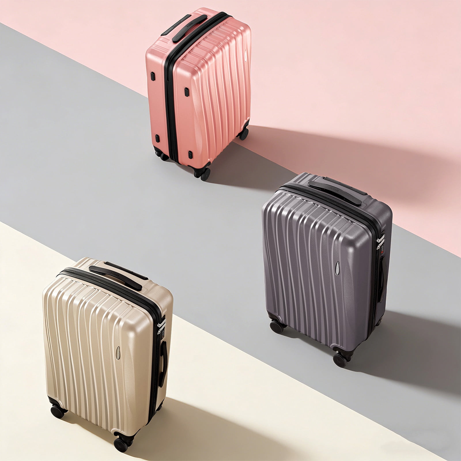 Gowill 4 Piece Hardside Luggage Set 27/23/19/12 inch Hardshell Lightweight Spinner Wheels Carry-on and Checked Suitcase.Rose Gold