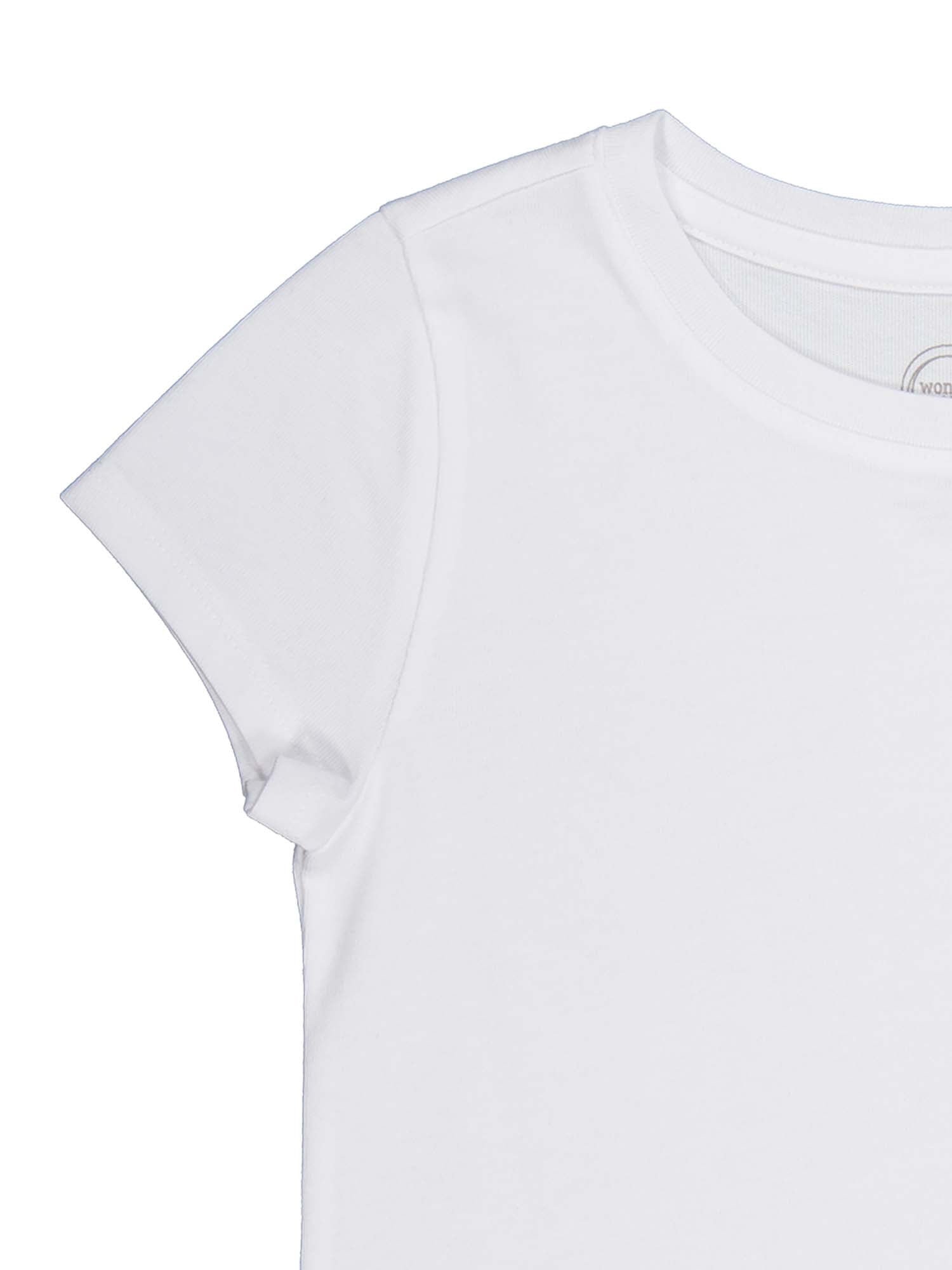 Wonder Nation Girls Kid Tough Tee with Short Sleeves, Sizes 4-18 & Plus