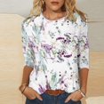 thumbnail image 1 of Babysbule Hauts pour Femmes Manches Longues Liquidation Mode Féminine T-shirt Imprimé Ample Blouse Manches 3/4 Col Rond Hauts Décontractés, 1 of 5