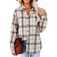 thumbnail image 3 of Blusa a cuadros para mujer, con botones, manga larga, holgada, para otoño e invierno, camisa a cuadros para mujer, blusa para fiesta de trabajo diaria, 3 of 6
