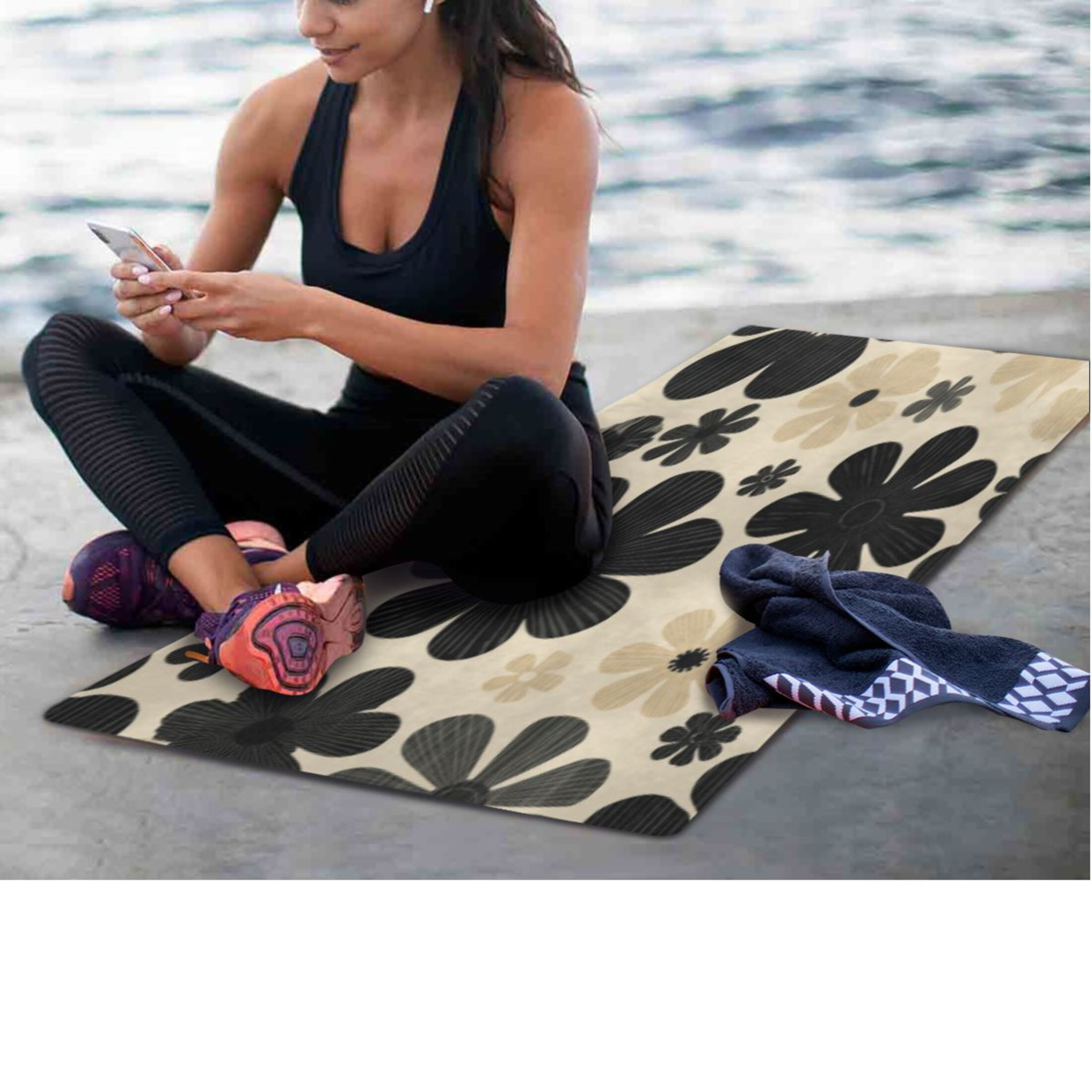 BZSMCE Yoga Mat Women Fitness Mat Vintage Floral Contrast Canvas Pattern