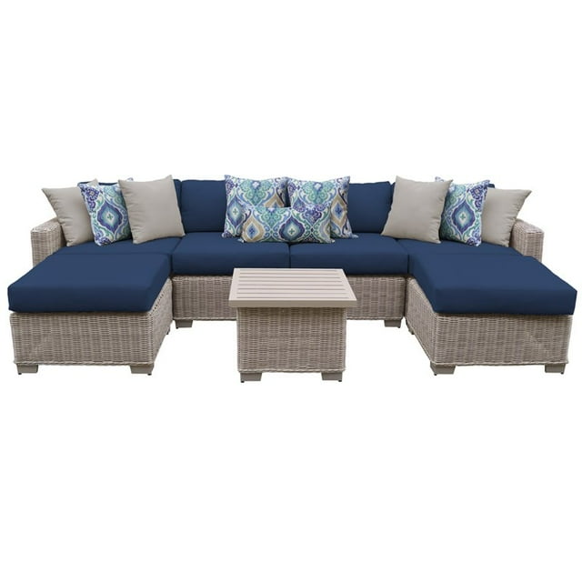 Coast Ensemble de Meubles de Patio en Osier d'Extérieur 7 Pcs 07a