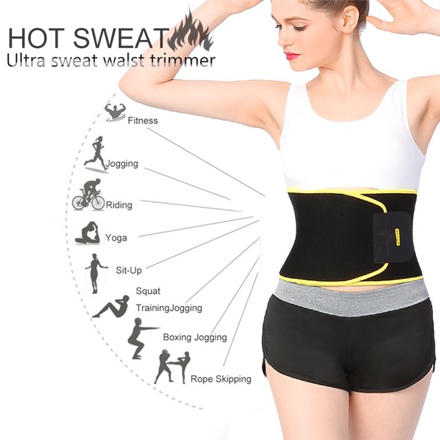 Qiilu Yoga Slim Fit Waist Belt Trimmer Exercise Weight Loss Burn Fat Body Shaper
