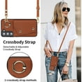 thumbnail image 6 of Phone Case for Samsung Galaxy S22 Plus S22+ 5G Wallet Cover with Screen Protector and Ring Stand Credit Card Holder Slot Crossbody Strap Cell S22+5G S22plus 22S + S 22 22+ Women Girl Men Brown, 6 of 13