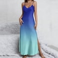 thumbnail image 3 of Efsteb Summer Beach Dresses for Women V-Neck Casual Fashion Side Split Strap Sleeping Long Dress Loose Beach Vacation Gradient Sleeveless Dresses (Multicolor,M), 3 of 8