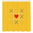 thumbnail image 3 of XOXO Shower Curtain, Tic Tac Toe Game Inspired X and O Symbols with Heart Symbol Love Center, Fabric Bathroom Set with Hooks, 69W X 84L Inches Extra Long, Mustard Grey Vermilion, by Ambesonne, 3 of 3