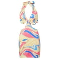 thumbnail image 2 of Womens Dress Geometric Print V-Neck Sleeveless One-Piece Halterneck Sundress, 2 of 8