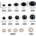 thumbnail image 3 of 267pcs Craft Eyes Nose Set 5 Sizes Safety Nose and Eyes Black Plastic Teddy Bear Eyes with 142pcs Washer for Amigurumi Stuffed Puppet Bear Animal DIY Making 6-17mm DIY, 3 of 6