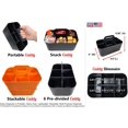 thumbnail image 3 of Small Stackable Plastic Caddy with Handle 6 Compartment | Desk, Makeup, Dorm Caddy, Classroom Art Organizers - 4 Pack, Made In USA (Orange), 3 of 8