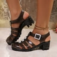thumbnail image 2 of CAIXIA Sandals For Women Women's Transparent Jelly Slide Sandals Summer Casual Beach Water Shoes Lightweight Flat Bathing Footwear,Black, 2 of 9