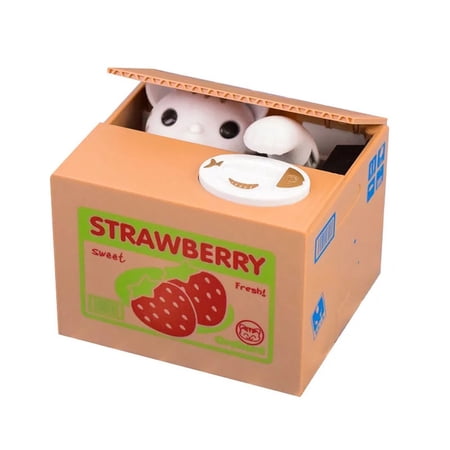 XUFLVPSEF Stealing Piggy Bank, Automatic Stole Coin Piggy Bank Money Saving Box Coin Bank Cat Stealing Money Bank, Piggy Bank for Kids, Coin Bank for Money Saving, Automatic Stealing Money(Strawberry)