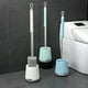 thumbnail image 1 of Cepillo de inodoro con cerdas duras - Kit de limpieza para mango largo, base de plástico, diseño moderno y compacto para limpieza de baños (blanco, azul o verde), 1 of 9