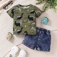 thumbnail image 4 of Jamsmile Toddler Boys Outfit Sets Summer Short Sleeve Dinosaur Print Tshirts With Denim Shorts Two Piece Daily Wear, 4 of 8