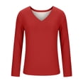 thumbnail image 7 of ClodeEU Women's Winter Thickened Fleece Lined V Neck Long Sleeve Top,Loose Fit Blouses Red,Womens Plus M, 7 of 7