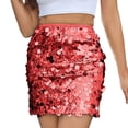 thumbnail image 1 of Jupes pour Femmes Jupe à Sequins Moulante Extensible Soirée Mini Jupe Vêtements d'Été pour Femmes Rouge L, 1 of 5