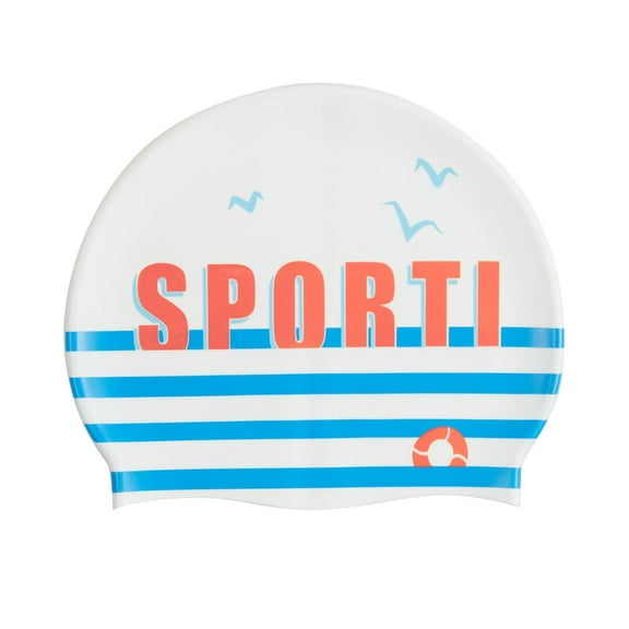 Sporti x Emma Weyant Silicone Swim Cap, Anti-Slip, Drag-Reducing, Bold French Stripe