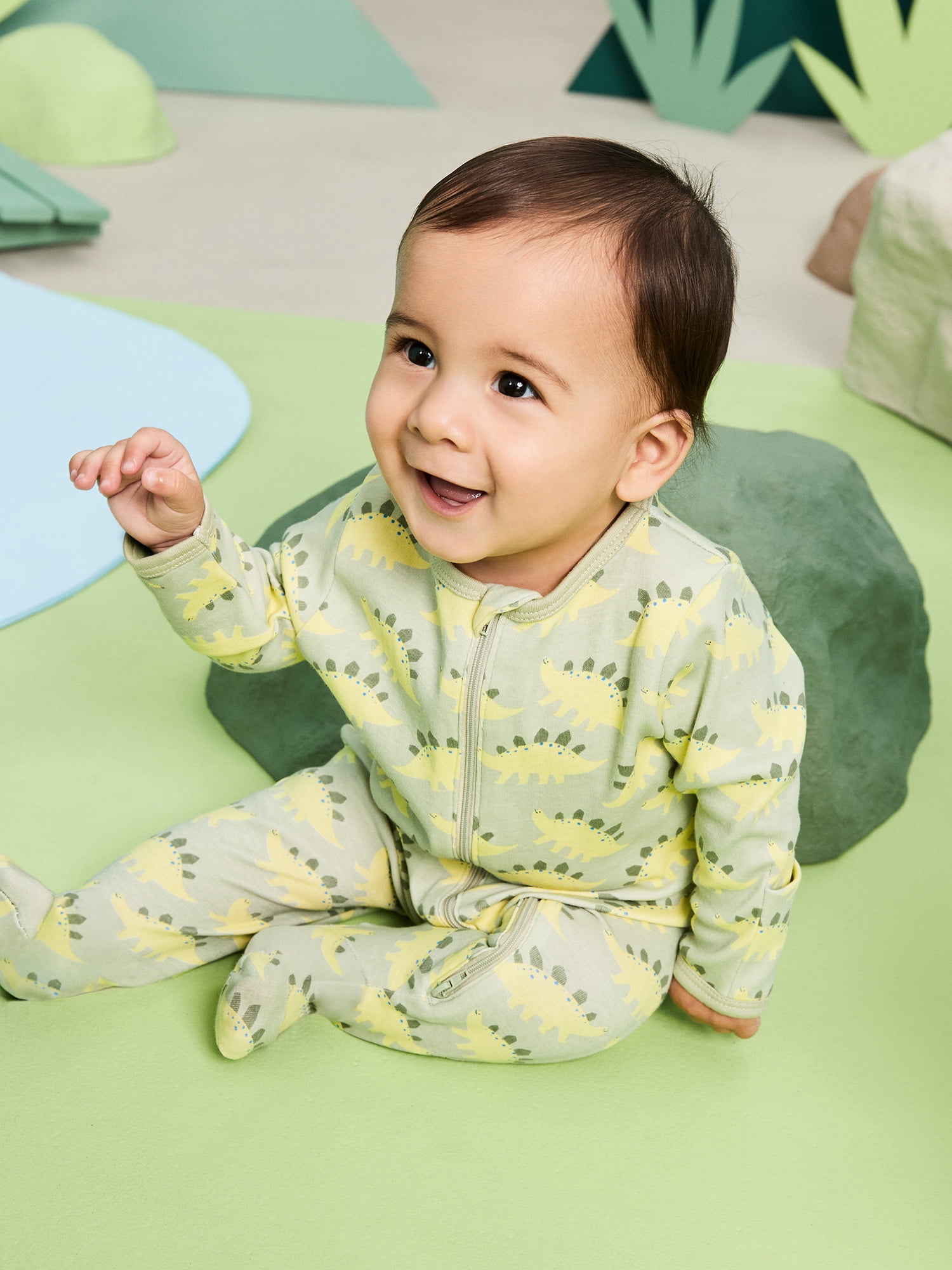 Garanimals Baby Boy Cotton Footed Sleep & Play Pajamas, Graphic Prints, 2-Pack, Sizes Newborn - 9M