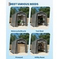 thumbnail image 3 of Kicctian 6x6 ft Outdoor Portable Carport, 220G PE Tarp with Roll-Up Zipper Door & Vent, Car Tent Outdoor Shelter for Motorcycle, Bike, Firewood, Garden Tools, Double Gray, 3 of 7