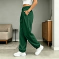 thumbnail image 4 of HomeDM Women's Jogger Sweatpants with Pockets Baggy Lounge Sweat Pants Army Green Casual Drawstring High Waisted Size L, 4 of 8