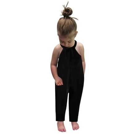 

XINSHIDE Toddler Girls Sleeveless Romper Solid Ribbed Backless Jumpsuit Baby Clothing