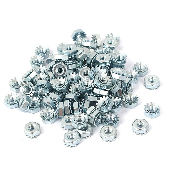 Unique Bargains 6#-32 Female Thread Zinc Plated Kep Hex Nut 100Pcs