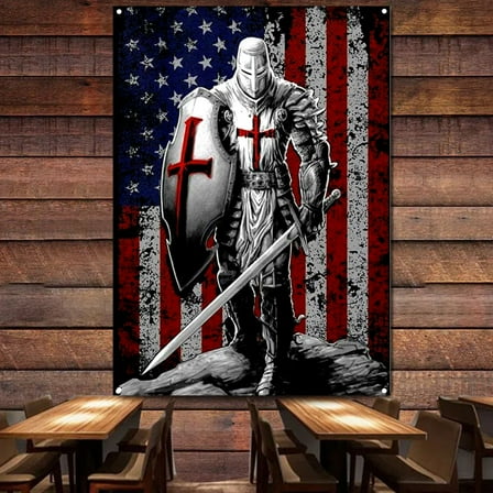 The Crusades Art Tapestry Posters and Prints Wall Art Painting Home Decor Vintage Knights Templar Banner Wall Hanging Flag 38" x 57"